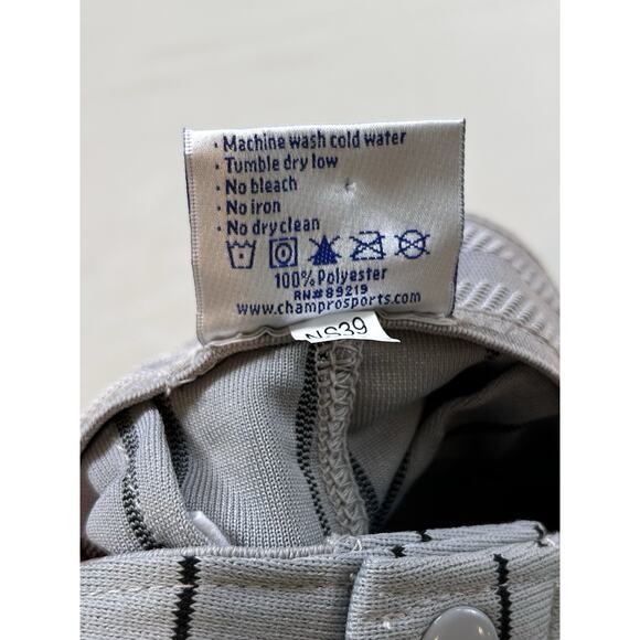 Champro‎ Men's Pinstripe Baseball Pants Elastic Cuff Medium Gray W/ Black Stripe - Picture 8 of 8